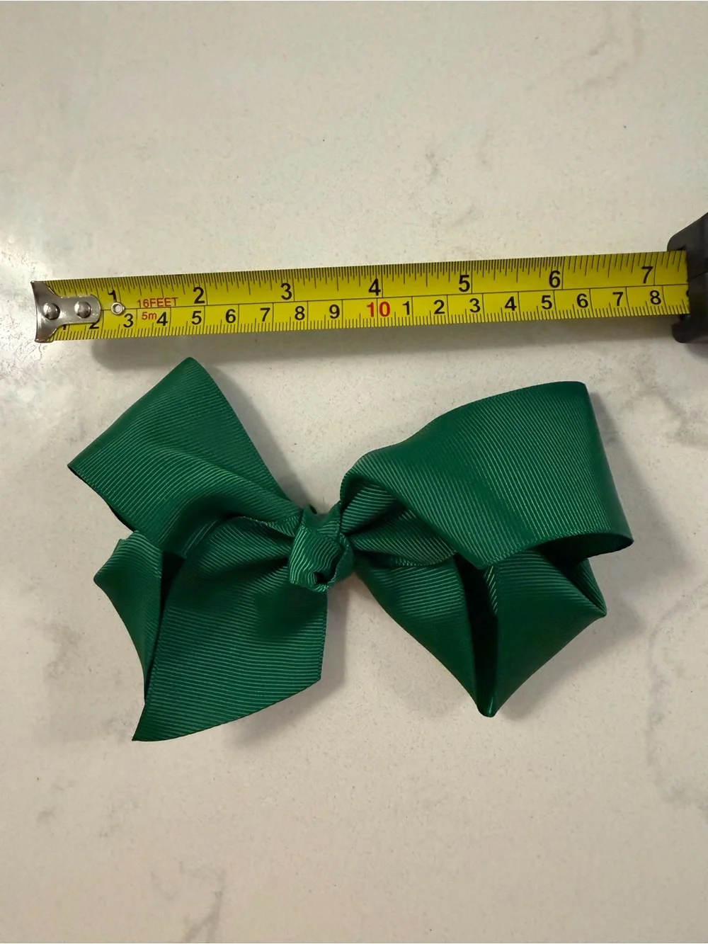 green hair bow clip